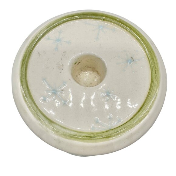 Tracy Porter Hand Painted Holiday Candle Holder Holly and Snowflake 9 inch Tall - Picture 3 of 12